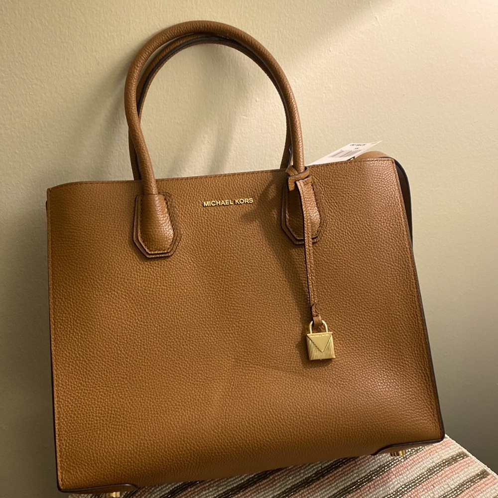 New Michael Kors Mercer LG Con Tote Leather
